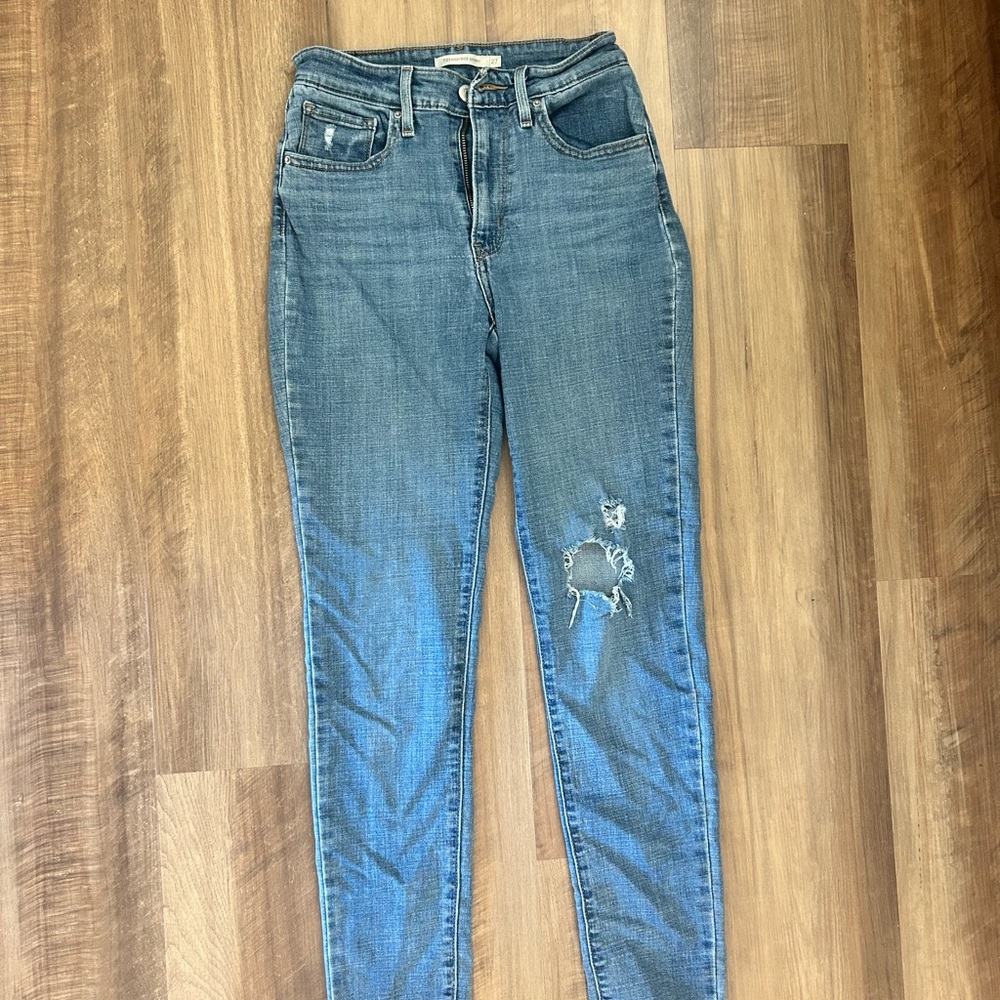 Levi's Blue Distressed Skinny Jeans